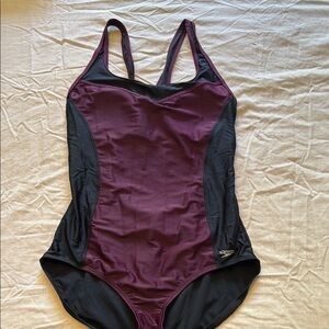 Speedo Purple and Black One Piece Performance Swimsuit